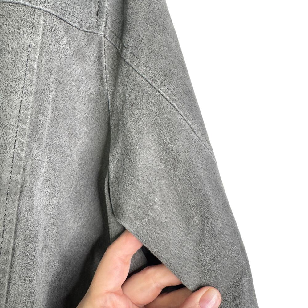 Levi’s Brushed Suede 100% Leather Moto Jacket Grey Women’s Plus Size 1X Biker - Picture 13 of 14